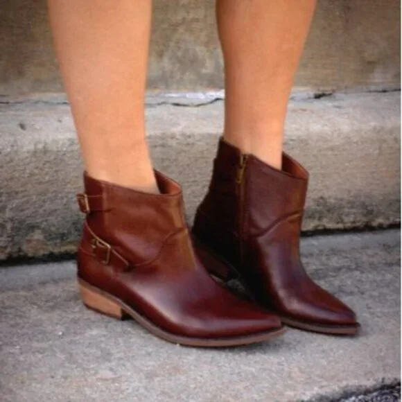 Lucky Brand Women's Brown Leather Caelyn Buckle Accents Ankle Bootie Sz 11 2972 - Picture 2 of 16
